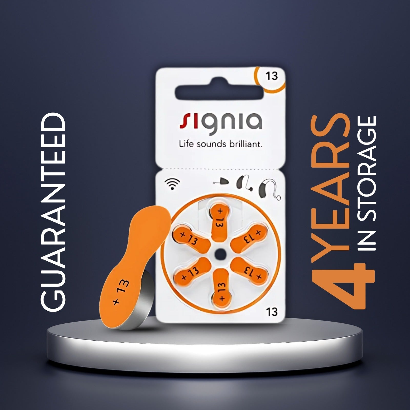 Signia Hearing Aid Battery Orange Colour - Size 13