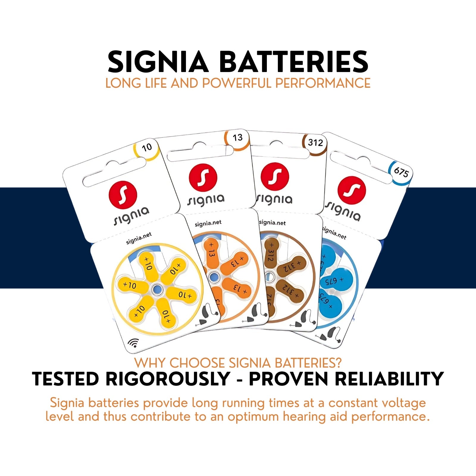 Signia Hearing Aid Battery Orange Colour - Size 13